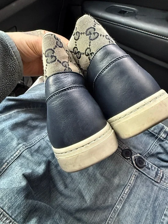 Gucci Navy and Cream GG Canvas High-Top Sneakers size 11 US MEN - Picture 3 of 6